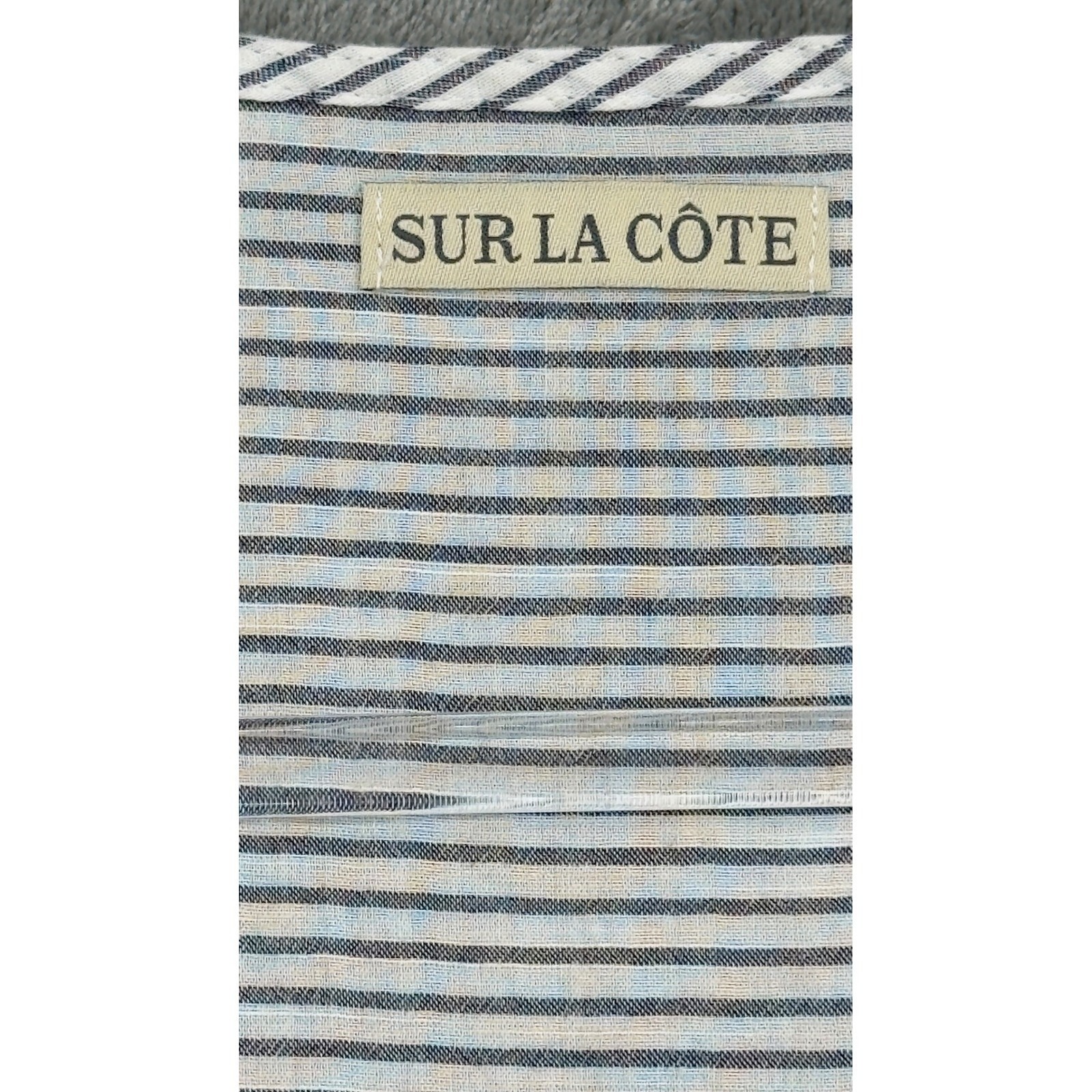 Sur La Cote Dress Womens Large Stripe Tie Front Midi Nautical Button Beachy Boho — image 3 of 5